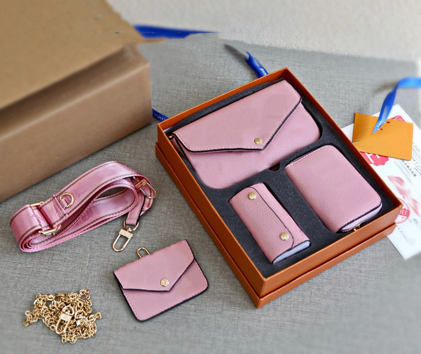 Fashion cross body bags 4 in 1 with key holder wallets card holders 2 belts purse four colors gift box so cute
Fashion cross body bags 4 in 1 with key holder wallets card holders 2 belts purse four colors gift box so cute