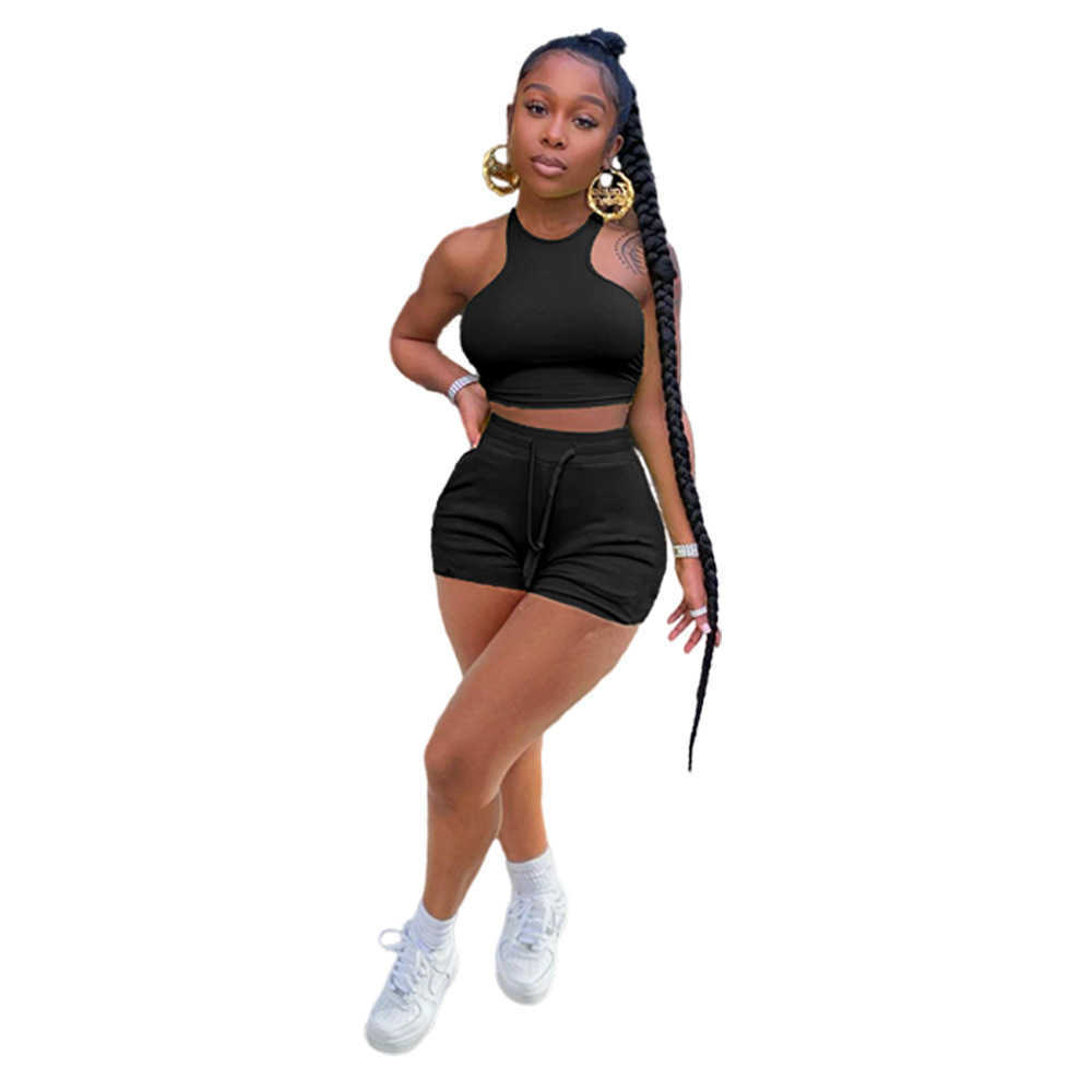 Women Tracksuits Designer Sleeveless Vest Shorts Solid Color 2 Piece Jogger Sets Yoga Outfits Clothes Plus Size Sportwear 8 Colours
