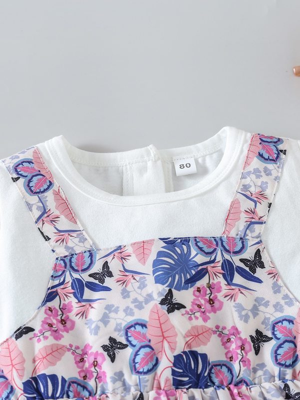 Baby Butterfly & Tropical Print 2 In 1 Dress SHE