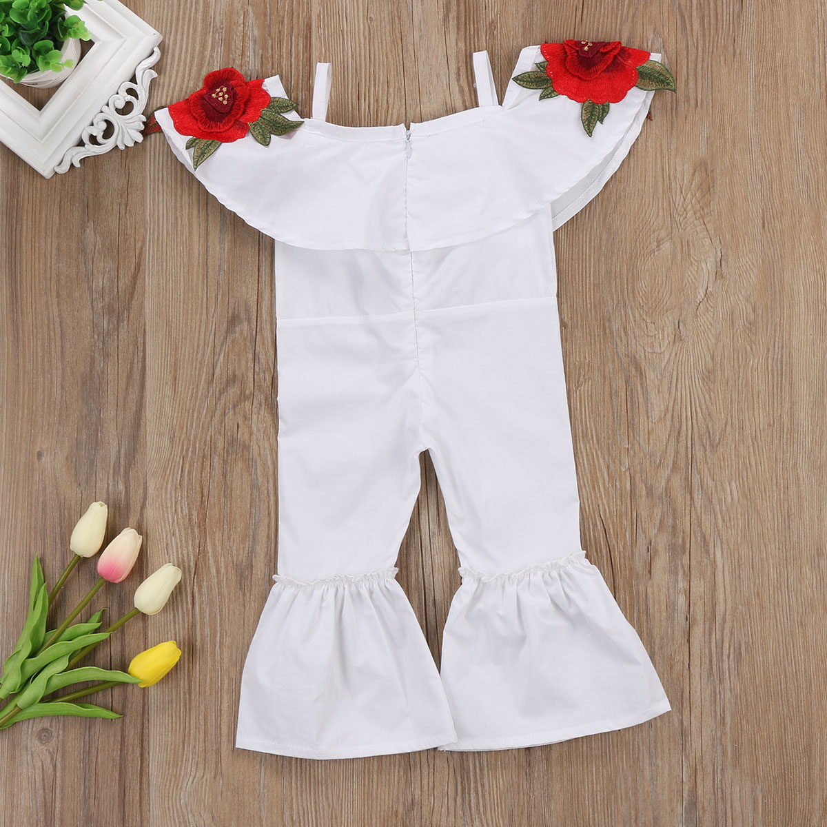 Baby Girls Red Rose Floral Ruffle Romper Girl Jumpsuits Kids Trousers Kid Outfit Clothes, White
Baby Girls Red Rose Floral Ruffle Romper Girl Jumpsuits Kids Trousers Kid Outfit Clothes, White