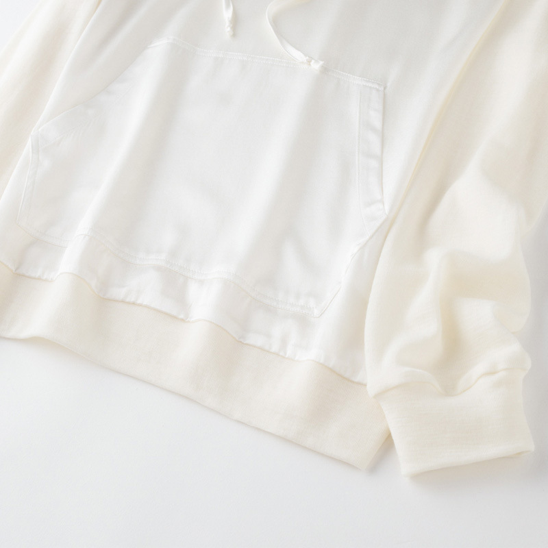 Hoodies women sweatshirt Pure silk Merino wool black pullover Loose bluzy hoddies with hat hoody hodies streetwear 201202