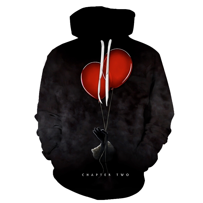 Horror Movie IT Clown 3D Print Hoodie Funny Pullover joker sweatshirt Hip Hop Sudadera hombre coat winter jacket men harajuku 201020