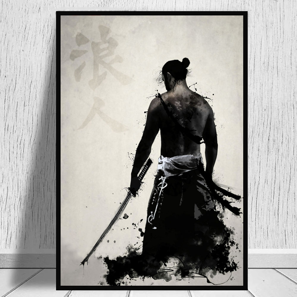 Modern abstract Japanese samurai painting canvas home decoration wall art poster living room printing poster home decoration