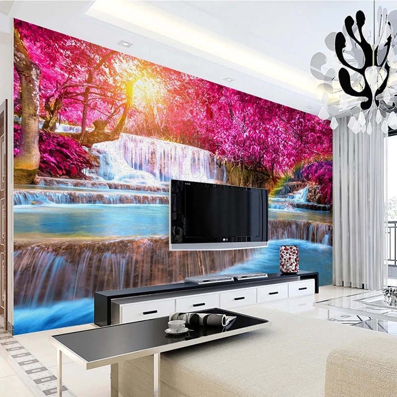 Custom 3D Wallpaper Beautiful Forest Waterfall Nature Landscape Murals Living Room Bedroom Backdrop Home Decor