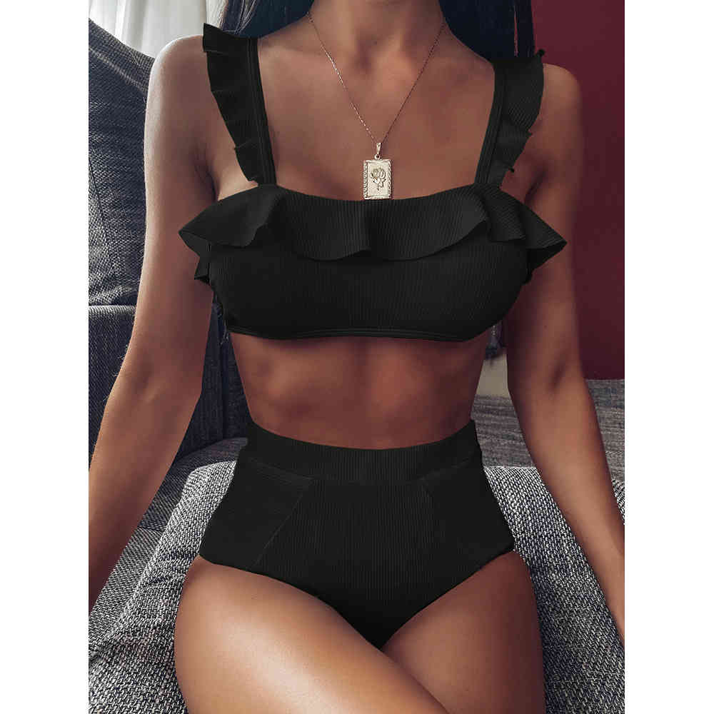 Waisted Swimsuit High Sexy Women's Black Push Pull Bikini Suit 2021