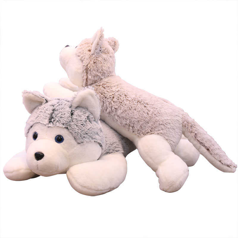 Real Life Husky Dog Plush Toys Soft Stuffed Pillow Animal for Children Baby Doll Kids Girl Lovely Christmas Gift 210728