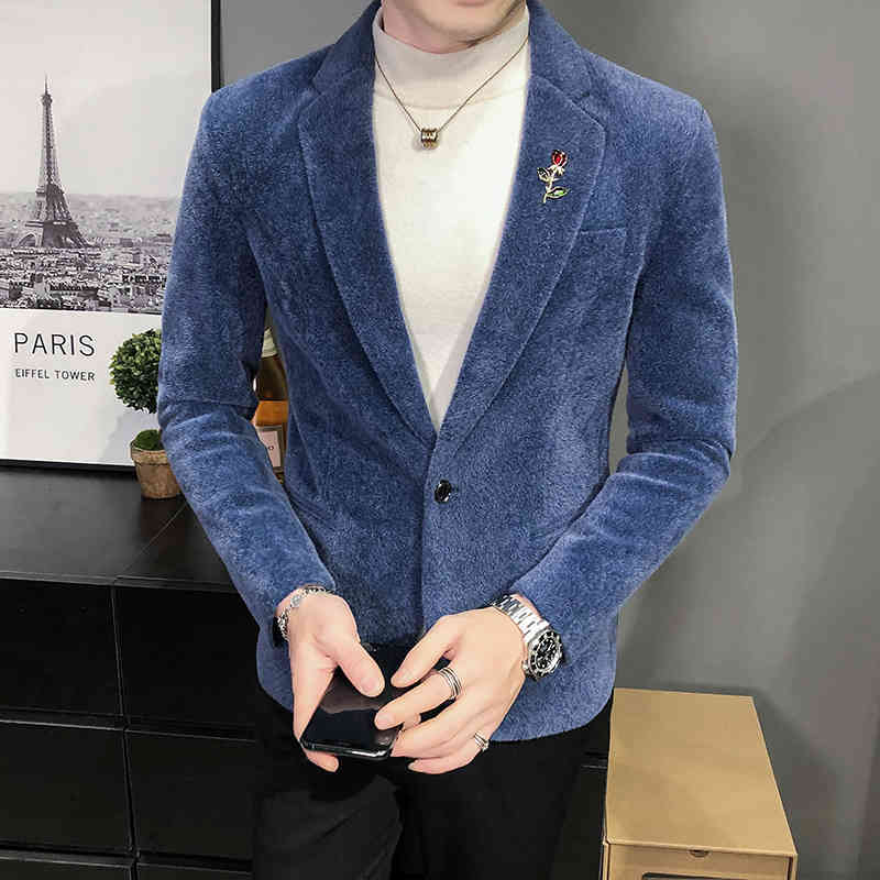 men's suits & blazers men faux mink velvet thick rose brooch one button solid suit coat autumn winter casual slim fit khaki jacket, White;black
men's suits & blazers men faux mink velvet thick rose brooch one button solid suit coat autumn winter casual slim fit khaki jacket, White;black