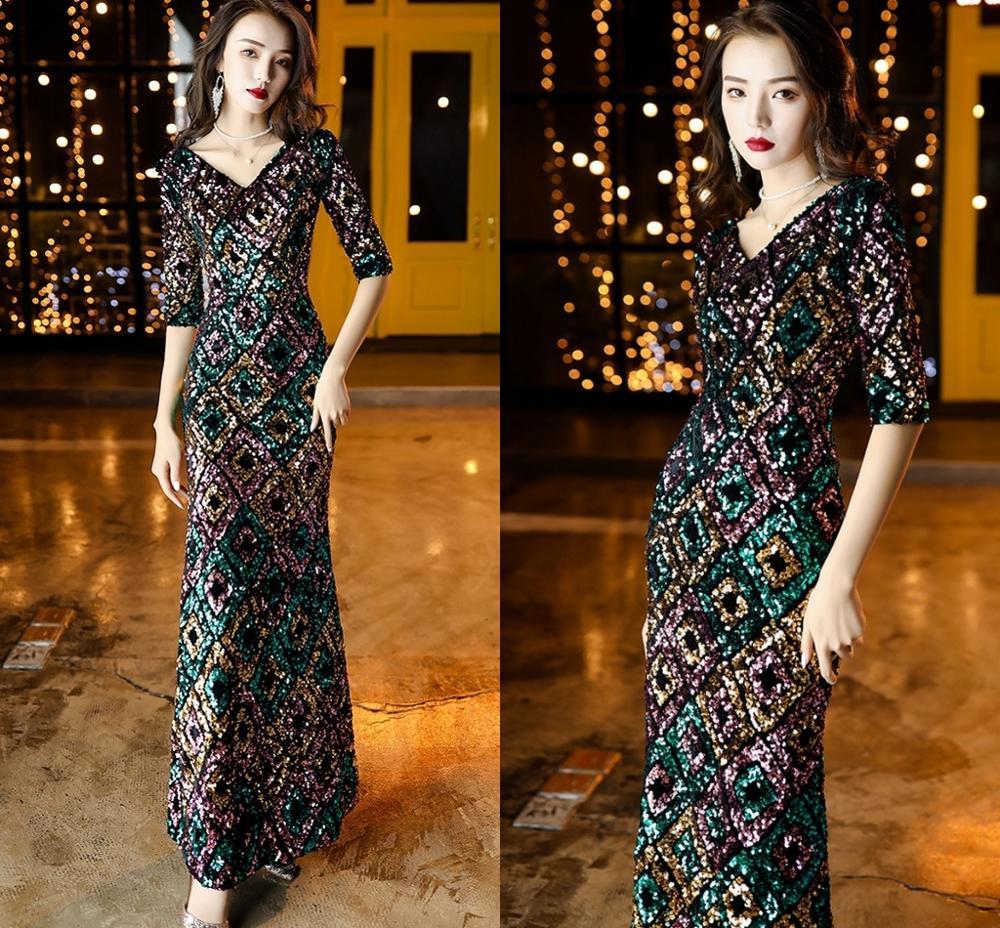 2021 New Listing Sequins Long Elegant V-neck Womens Formal Gown A-line Banquet Half Sleeves Evening Party Gowns 50fi, Picture color
2021 New Listing Sequins Long Elegant V-neck Womens Formal Gown A-line Banquet Half Sleeves Evening Party Gowns 50fi, Picture color