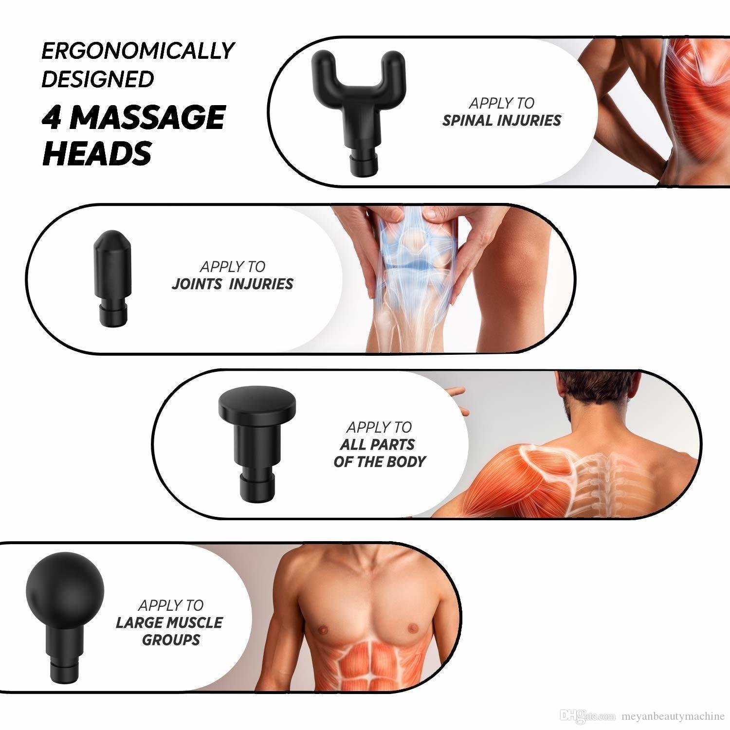 Full Body Massager Gun Heated Massages Head Super Quiet Massage ,Rechargeable Battery Cordless Deep Muscle Tissue Sports Vibration