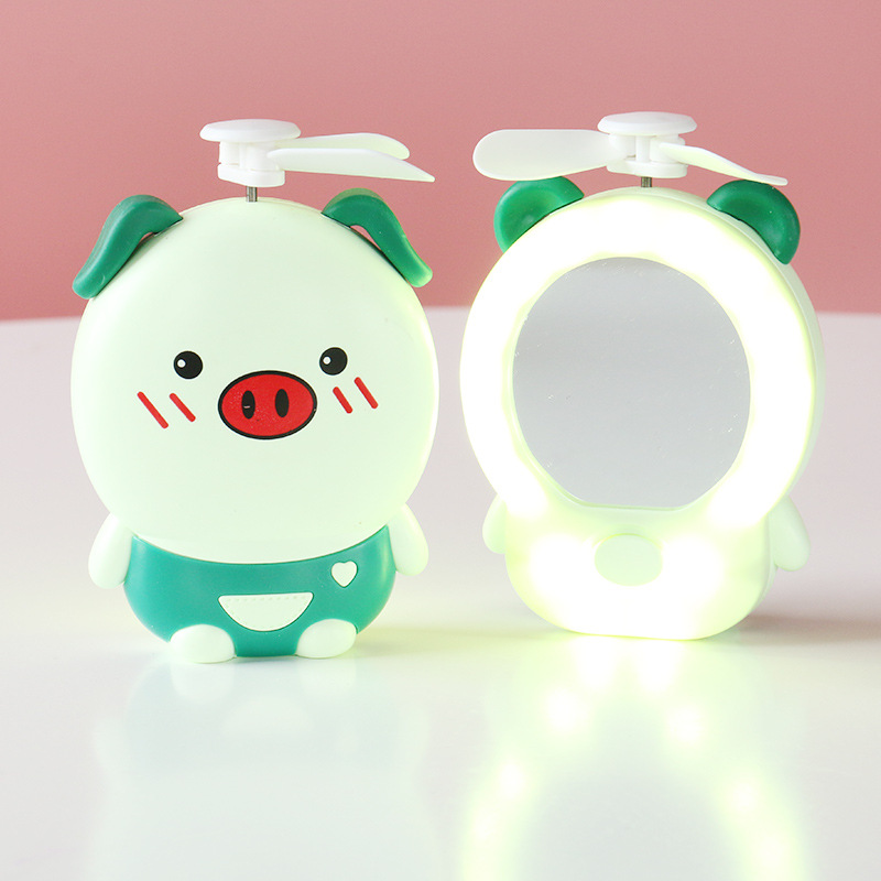 Cartoon Mini Fan coccinella septempunctata Fill light mirror Home Makeup night lights USB Rechargeable portable Fans pig design wind RRD6790 Free ship