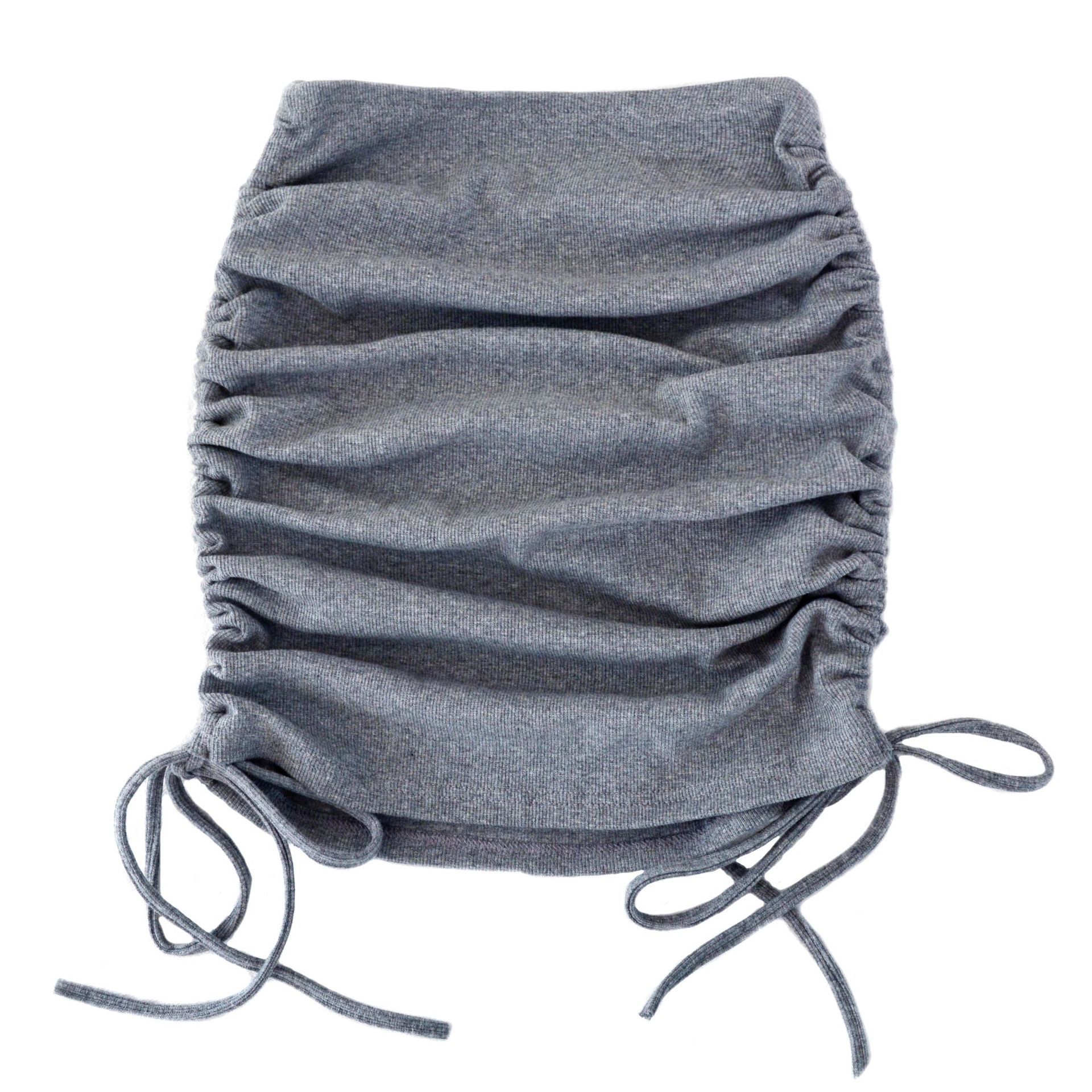 Fashion Sexy Knitted Thread Bag Hip Skirt Slim Side Drawstring Elastic Pleated Adjustable Skirt Autumn Women's Clothing 210306