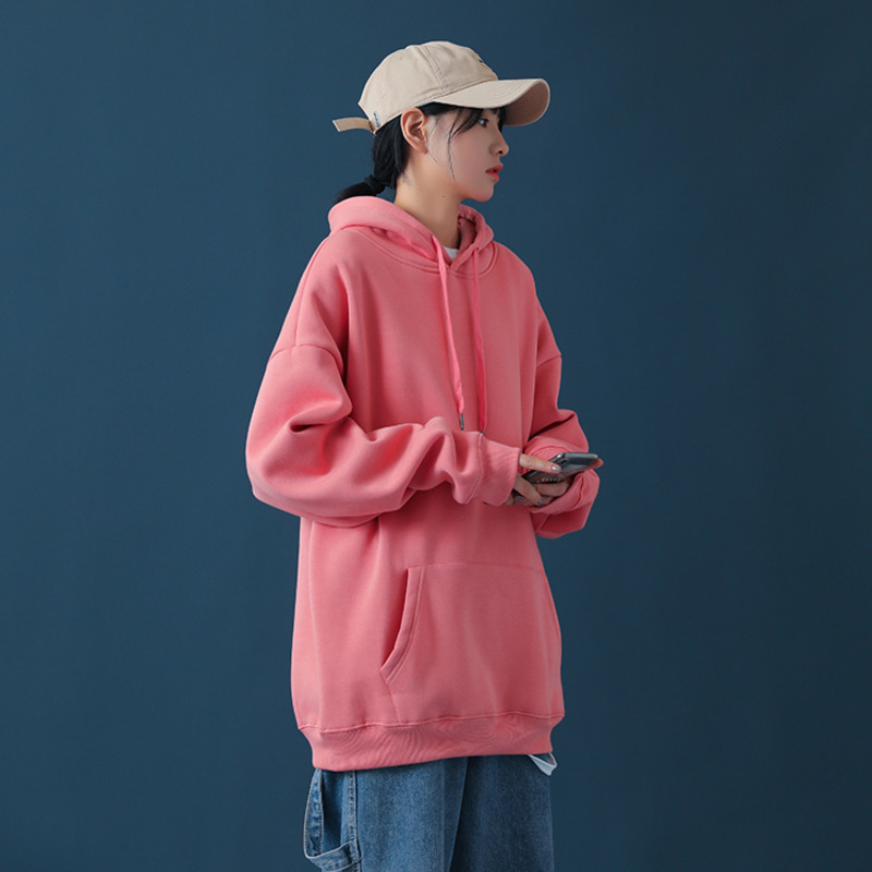 Winter Oversize Hoodies Women Loose Pocket Hooded Thicken Warm Solid Color Hoodie Long Sleeve Sweatshirts Lady Plus size Tops 201212