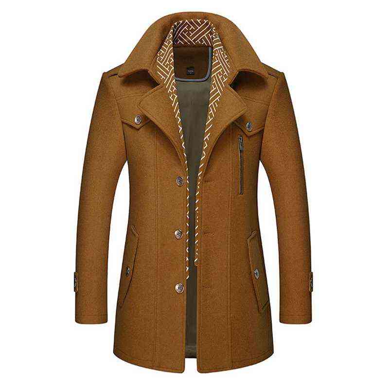 Men's Woolen Coat Autumn Winter Wool Blends Men Jacket Coats Windproof Warm Windbreaker Overcoats High Quality Male Tops 211122