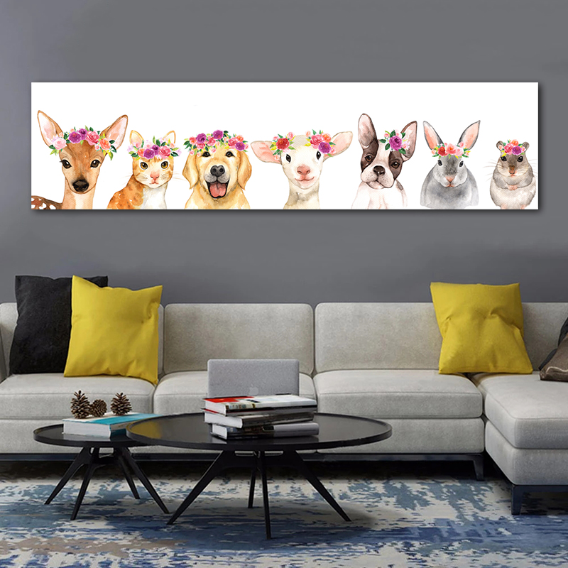 Funny Cartoon Dog Cat Poster Kid's Room Bedside Painting Canvas Prints Wall Art Pictures For Living Room Modern Home Decor