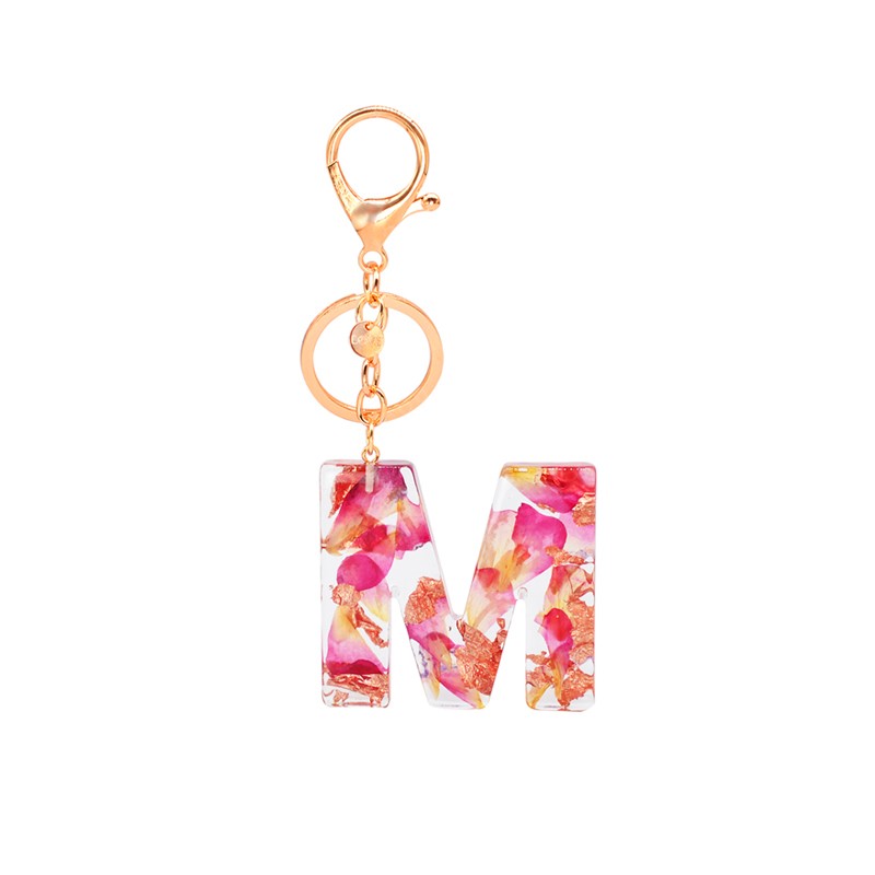 A-Z Initial Keychains Keyrings For Women Men Acrylic Letter Glitter Resin Key Ring Couple Key Chain Bag Charm Gift Accessories