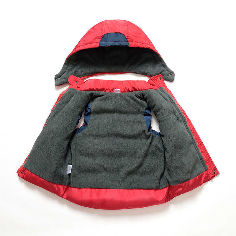 Winter Warm 3-11 12 Years Teenager Christmas Gift Thickening Outerwear Coat Color Patchwork Hooded Vest For Kids Boys Girls 210529