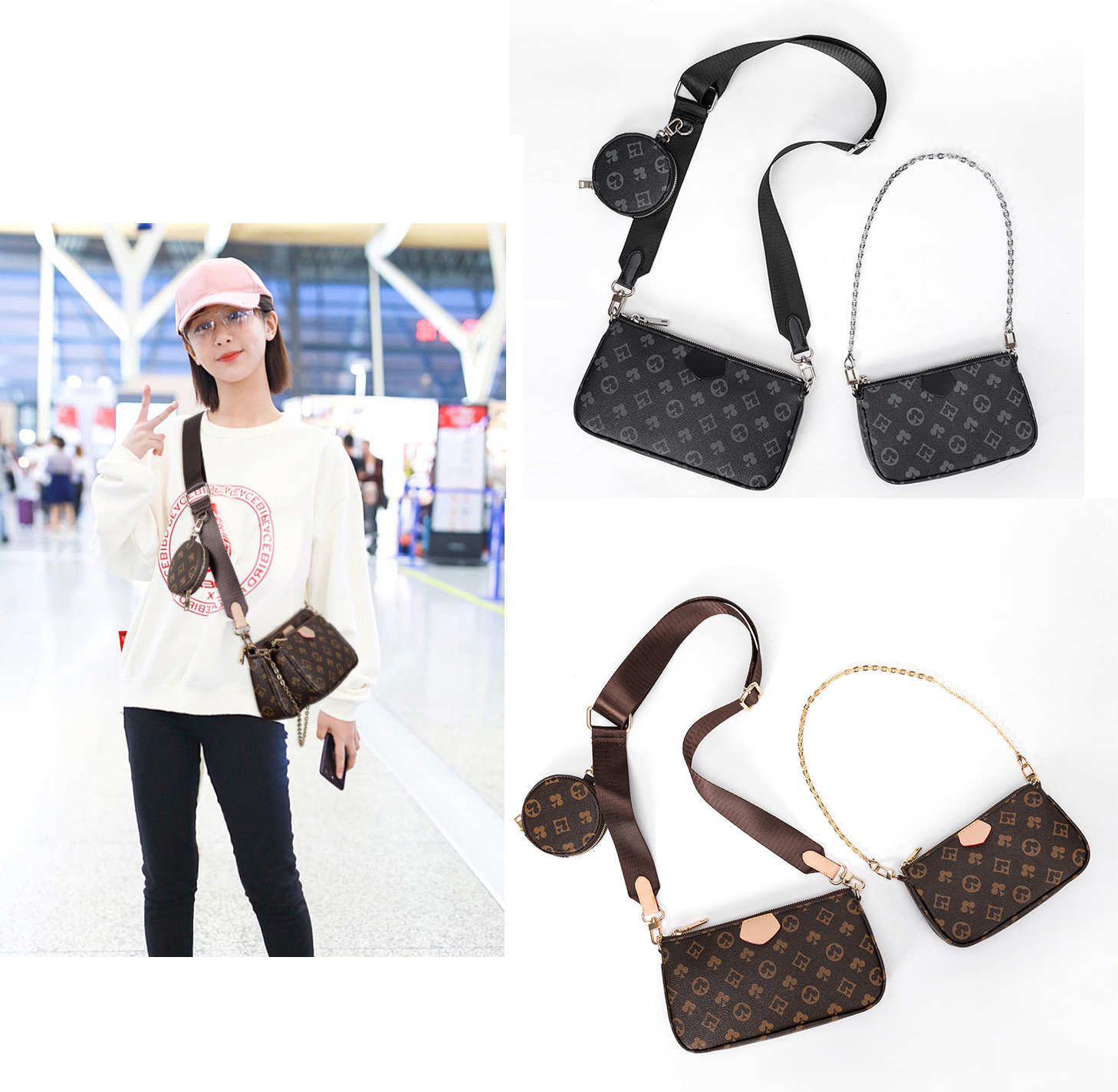Made In China 3ps/set Designers Luxurys Shoulder Bags Leather Women Fashion bag Crossbody Messenger Purses Famous Ladies Handbags Top quality