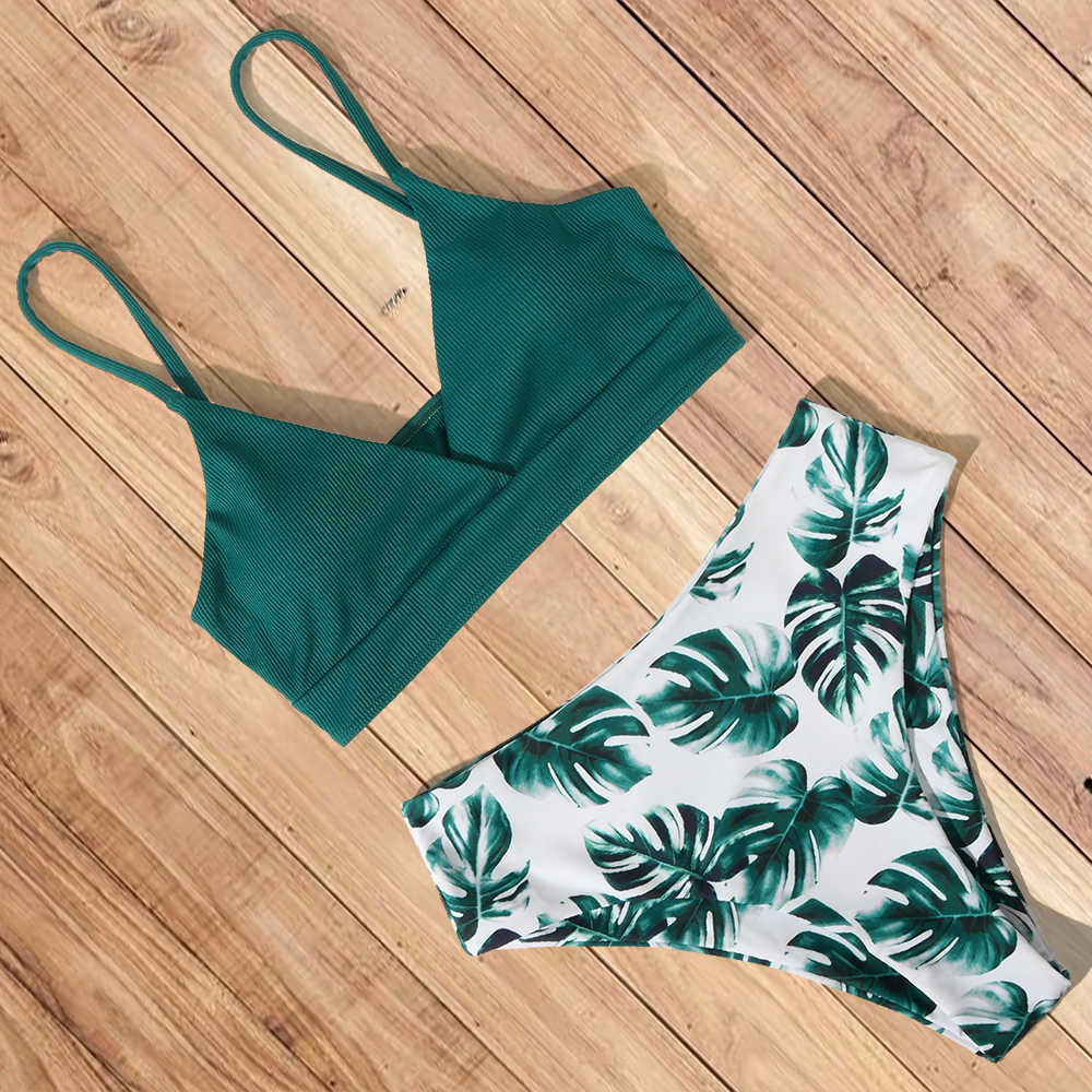 Sexy Bikini Swimwear Women Special Fabric Swimsuit Biquini Two Pieces Beachwear Push Up High Waist 210625