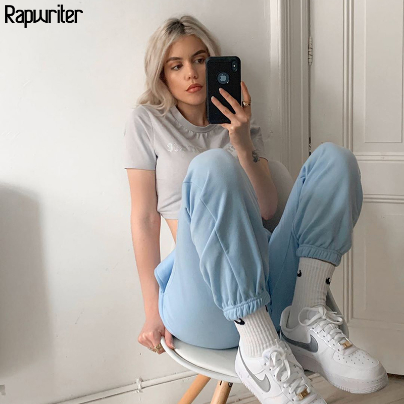 Rapwriter Loose Pant Summer Stretch High Waist Pants Streetwear Jogger Pencil Pant Purple 201012