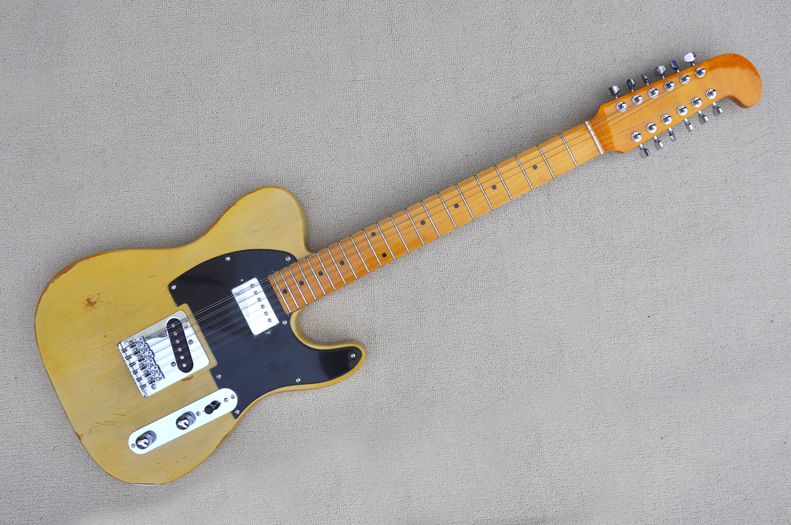 Factory Custom Transparent Yellow Electric Guitar with 12 Strings,Retro Style Guitar,Maple Fretboard,Chrome Hardware,Can be Customized
Factory Custom Transparent Yellow Electric Guitar with 12 Strings,Retro Style Guitar,Maple Fretboard,Chrome Hardware,Can be Customized
