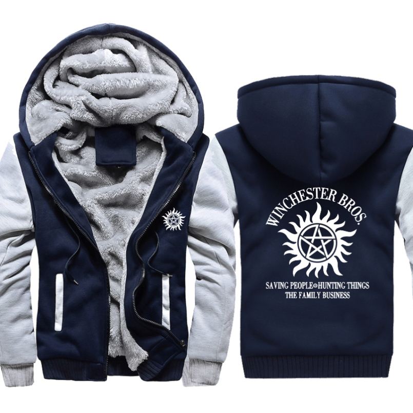 Supernatural Winchester Bros thick hoodies men winter coat jacket oversized men hoodie vintage Punk hoodyHarajuku men clothing 201127