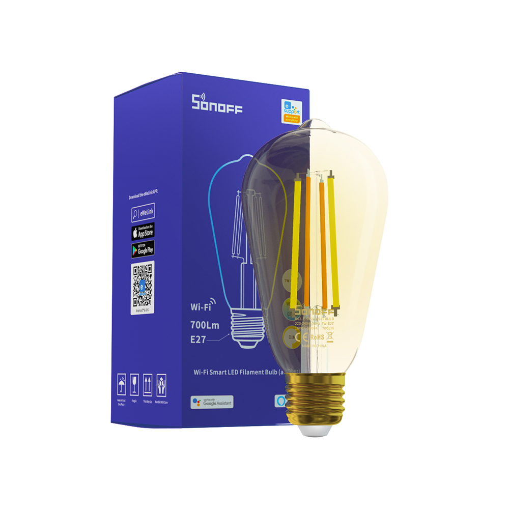 SONOFF B02-F ST64 Smart Illumination Wi-Fi LED Dimmer Energy saving Filament Bulb E27 Works With Alexa And Google Assistant
SONOFF B02-F ST64 Smart Illumination Wi-Fi LED Dimmer Energy saving Filament Bulb E27 Works With Alexa And Google Assistant