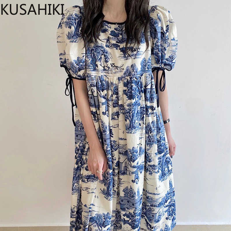 KUSAHIKI Korean Vintage Printing Dresses Women Bow Tie Puff Sleeve O-neck Dress Causal High Waist A-line Vestidos Femme 6H145 210602, Blue
KUSAHIKI Korean Vintage Printing Dresses Women Bow Tie Puff Sleeve O-neck Dress Causal High Waist A-line Vestidos Femme 6H145 210602, Blue