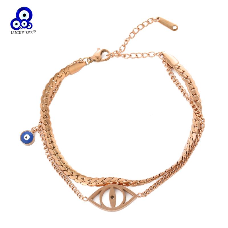 Charm Bracelets Lucky Eye Titanium Steel Double Layer Bracelet Rose Gold Color Adjustable Evil For Women Girls Men Jewelry LE978, Golden;silver
Charm Bracelets Lucky Eye Titanium Steel Double Layer Bracelet Rose Gold Color Adjustable Evil For Women Girls Men Jewelry LE978, Golden;silver