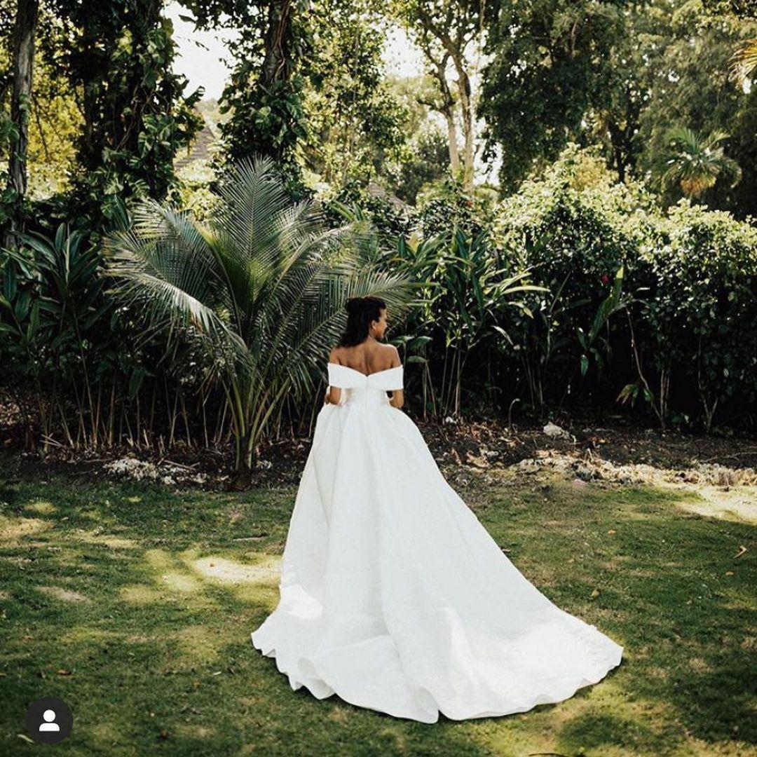 Garden Elegant Country Boho Bohemian A E Wedding Gowns Off Shoulder Pleats Ruched Appliques Court Train Robe De Marriage Bridal Dress Custom Made Ppli