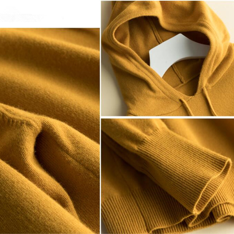 GCAROL Fall Winter Girls Knit Pullover 30% Wool Hooded Sweater High Street Candy Women Render Knit Jumper Knitwear 210218