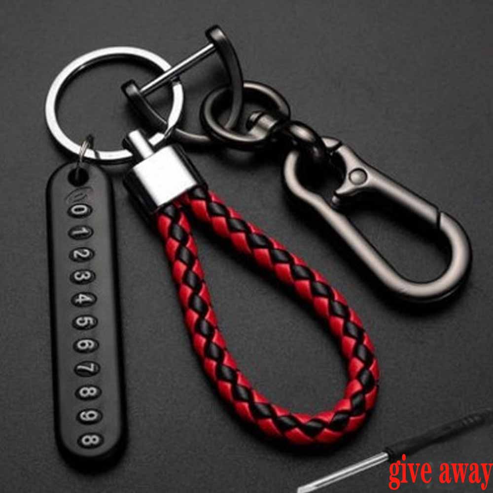Pendant Keychain Gift for Husband High Car Key Ring Anti-Lost Number Plate Braided Rope Pendant Holder Punk Accessorie