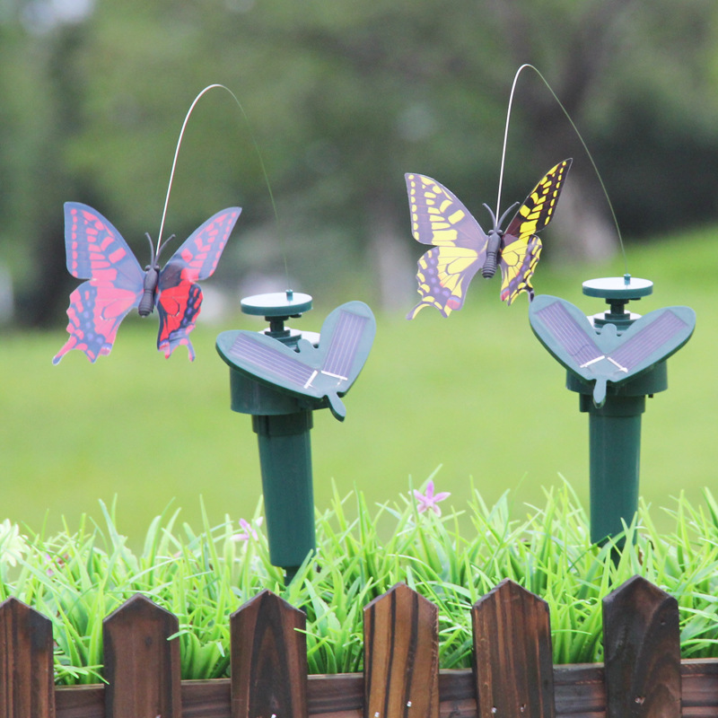 Solar Power Dancing Flying Butterflies Garden Decorations Fluttering Vibration Hummingbird Fly Birds GardenYard Decoration Funny Toys WLL141
