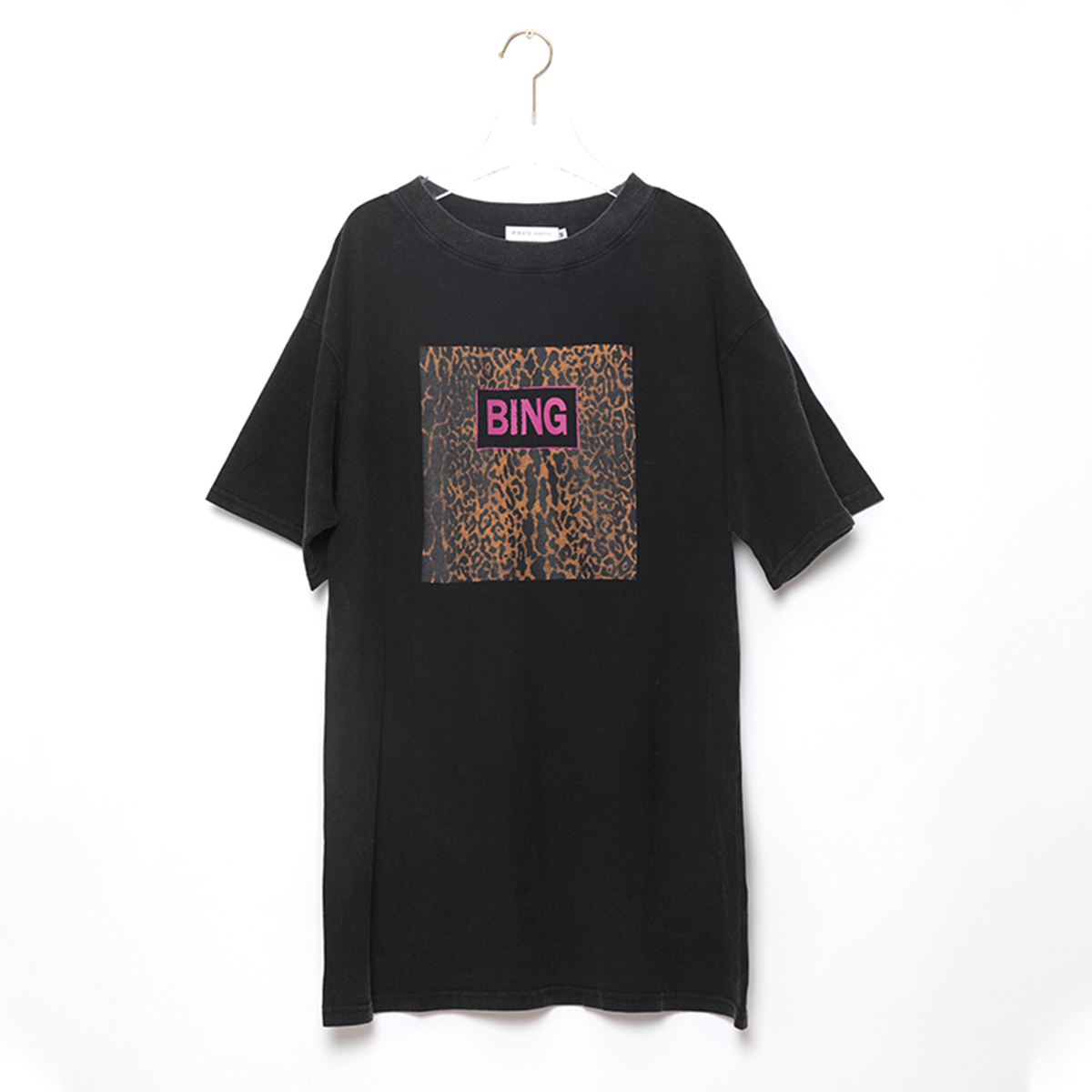 Vintage Women Tee Dress Letter Leopard Print Long T-shirt 100% Cotton Round Neck Shirt Short Sleeve Summer Shirt Oversize Tops 210310