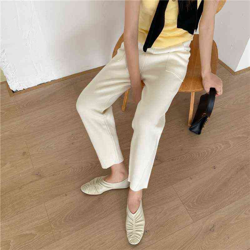 Colorfaith Autumn Winter Women Pants 3 Colors High Waist Wide Leg Pockets Ankle-Length Harem Warm Wild Trousers P1058 211115
