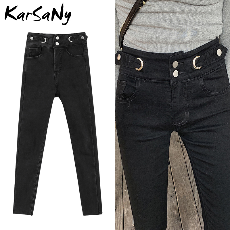 Skinny Jeans Woman High Waist Double Button Jean Skinny Mujer Denim Pants Spring Women's Jeans With High Waist Jean Women 210222