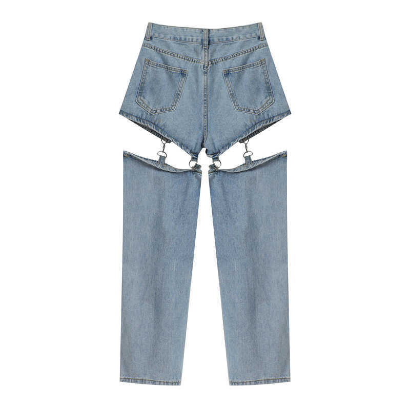 Streetwear Jeans Woman High Waist Vintage Fashion Patchwork Denim Pants Female Summer Harajuku Loose Wide Leg Trousers 210922