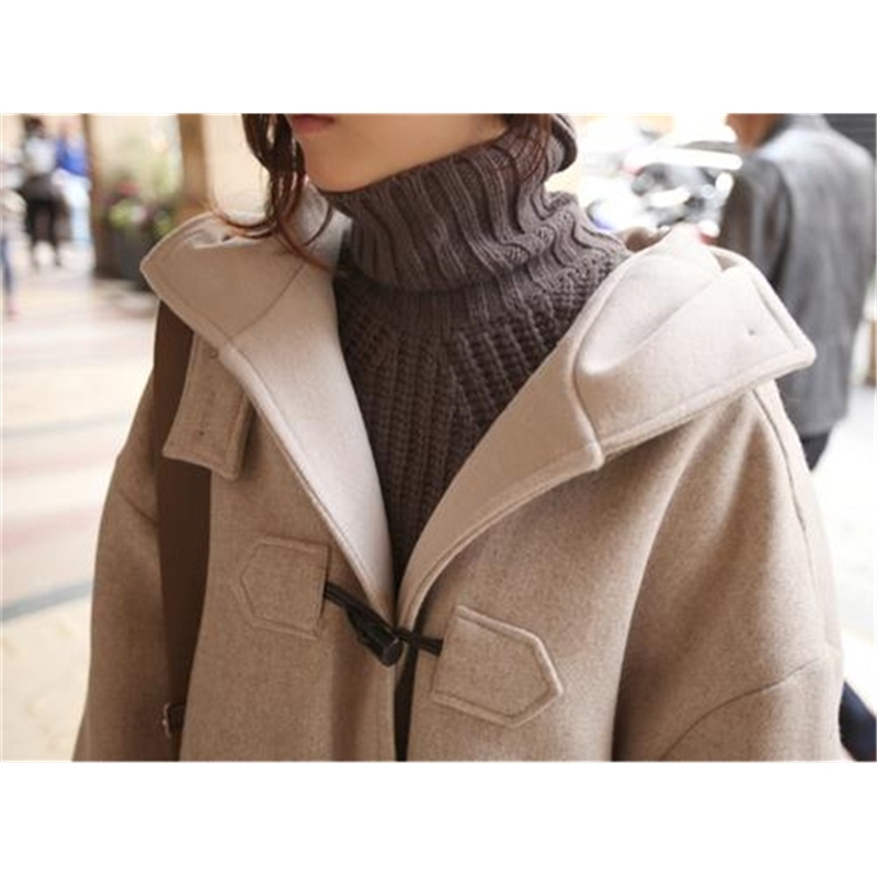 Colorfaith Women's Autumn Winter Hooded Jackets, Warm Preppy Style Long Coat, Elegant Casual Outwear, Wool Blend Jk683 T200828 B3