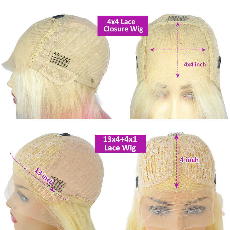 Bob Blue Colored Human Hair Wigs For Women Straight Purple Pink Ombre Lace Front Wig Preplucked Brazilian Remy Blue Bob Wig 180% S0826