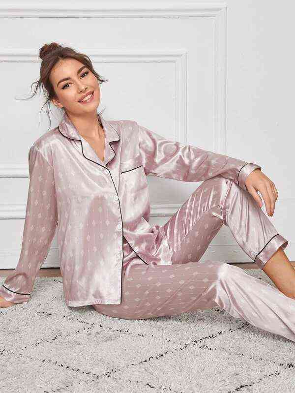 Autumn Winter Women Silk Satin Pajamas Set Ladies Long Sleeve Top Shirt Trouser Bottoms Pyjama Homewear Sleepwear Pj s 211118