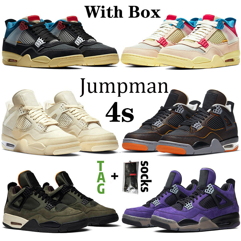 WITH Box Original Jumpman Starfish 4s Undefeated 4 Purple Basketball Shoes Men Women Sail Union Cactus Jack IV What The Trainers Sneakers, B27 40-47 thunder
