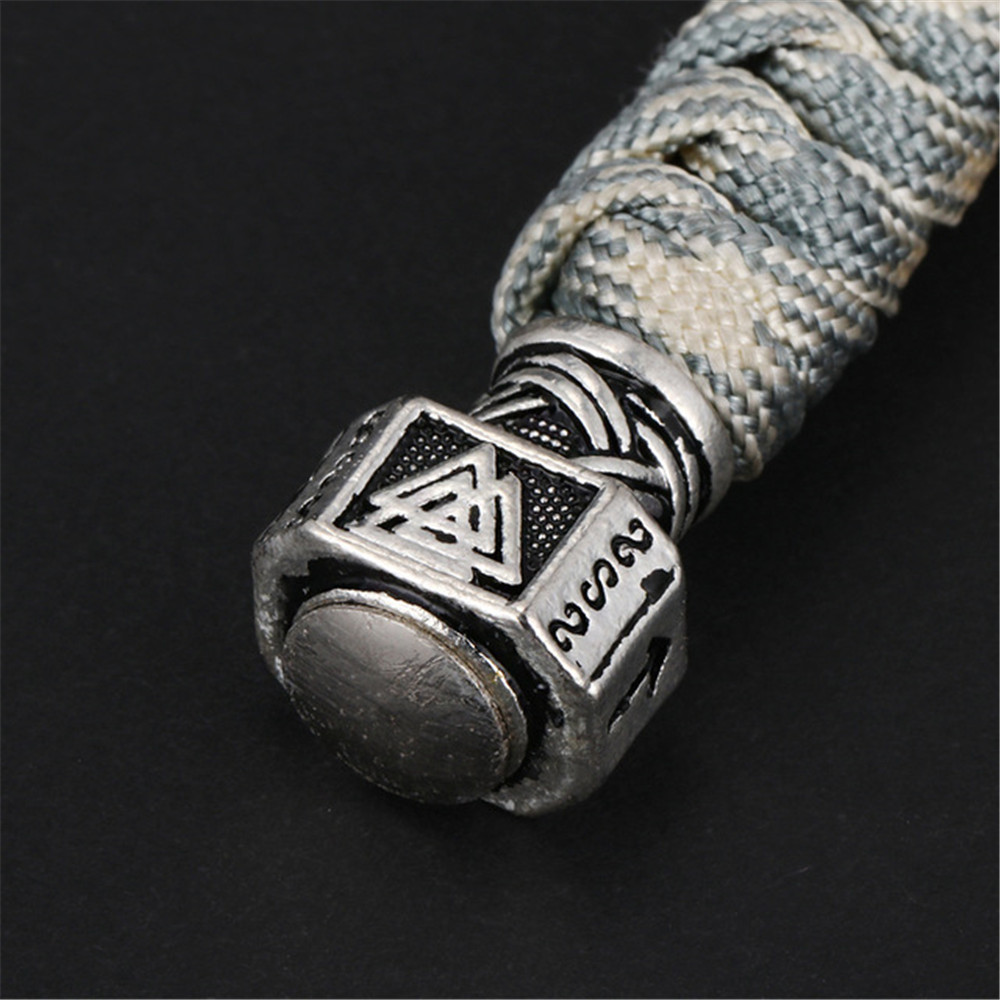 Fashion Vikings Rune Hand Woven Keychain Outdoor Camping Survival Rope Accessories Car Keyring Scandinavian Norse Male Jewelry