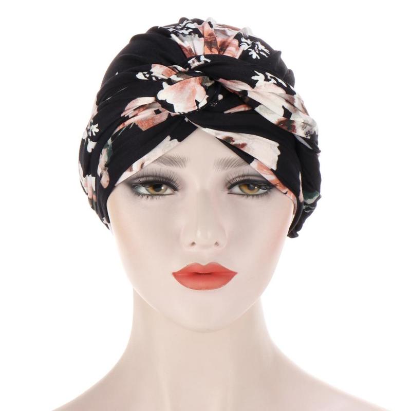 Ethnic Clothing Muslim Fashion Women Twist Turban Caps Stretchy Cotton Print Turbanet Headband Headscarf Bonnet Ladies Hair Loss Chemo Cap