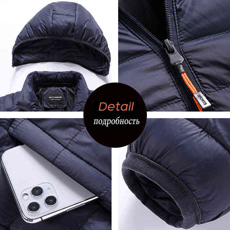 Men Winter Casual Warm Thick Waterproof Jacket Parkas Outwear Fashion Pockets Windproof Hat Parka 211110