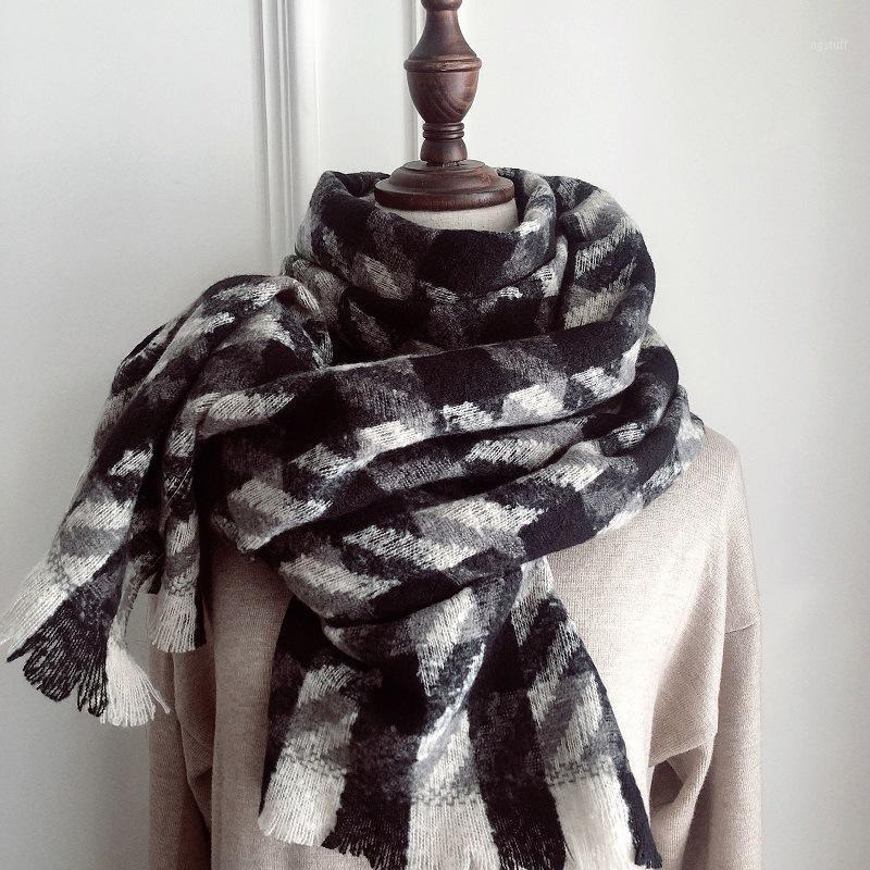 Scarves Royalmaybe Winter Scarf Women's Double-sided Imitation Cashmere Black And White Check Air Conditioning Shawl Warm Long Dual-use, Blue;gray
Scarves Royalmaybe Winter Scarf Women's Double-sided Imitation Cashmere Black And White Check Air Conditioning Shawl Warm Long Dual-use, Blue;gray