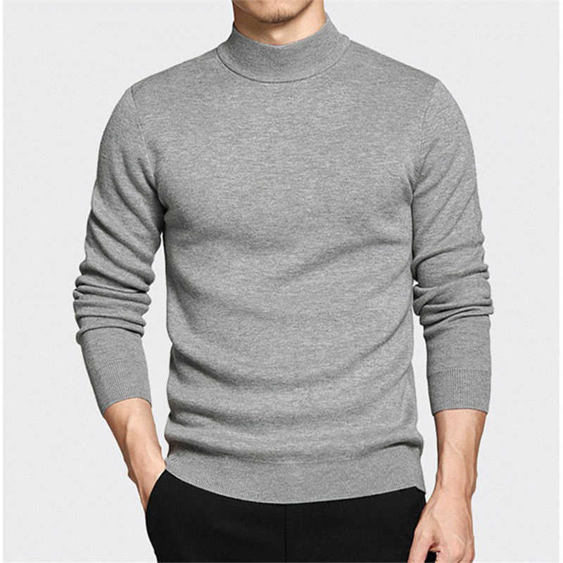 Men Sweater Solid Pullovers Mock Neck Spring And Autumn Wear Thin Fashion Undershirt Size M to 4XL 211008