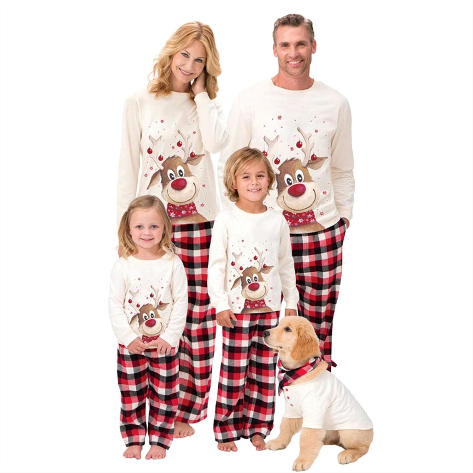 christmas family pajamas set womens sleepwears kids 2 pcs sets deer plaid pants xmas look matching outfits, Black;red
christmas family pajamas set womens sleepwears kids 2 pcs sets deer plaid pants xmas look matching outfits, Black;red