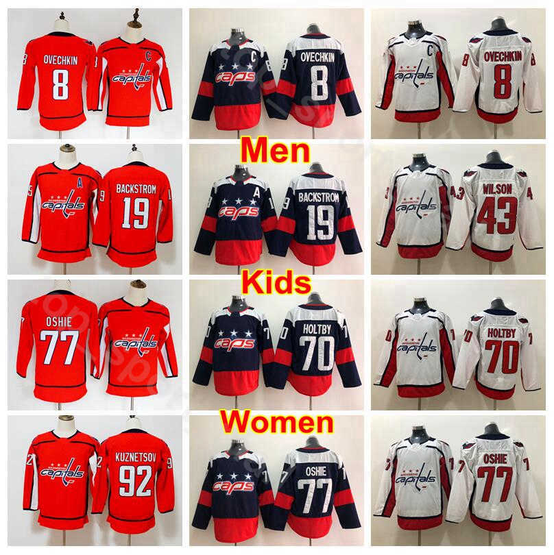 

Men Youth Women Washington Capitals Jerseys Hockey 8 Alex Ovechkin 19 Nicklas Backstrom 43 Tom Wilson 70 Braden Holtby 77 TJ Oshie Kuznetsov, Men white