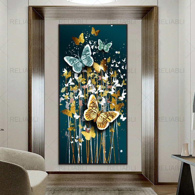 Nordic Abstract Golden Butterfly Wall Art Prints Poster Modern Canvas Painting Wall Pictures for Living Room Home Decor Cuadros