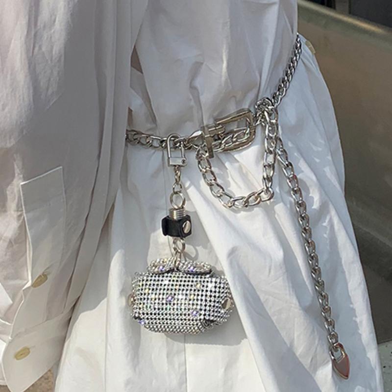 Waist Bags Mini Crystal Shiny Women's Bag Metal Chain Fashion Luxury Shoulder Silver Small Purse All-Match Dating Clutch, White
Waist Bags Mini Crystal Shiny Women's Bag Metal Chain Fashion Luxury Shoulder Silver Small Purse All-Match Dating Clutch, White