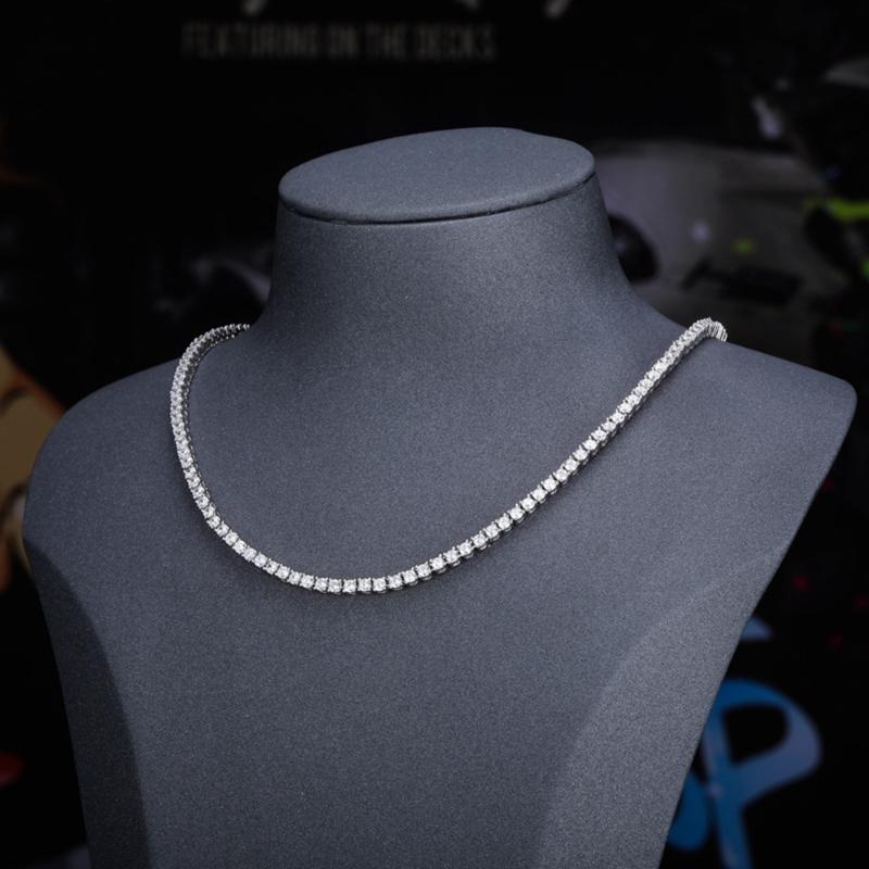 Chains Vinregem Hip Hop Rock 925 Sterling Silver Created Moissanite Gemstone Unisex Tennis Chain Necklace Fine Jewelry Birthday Gi